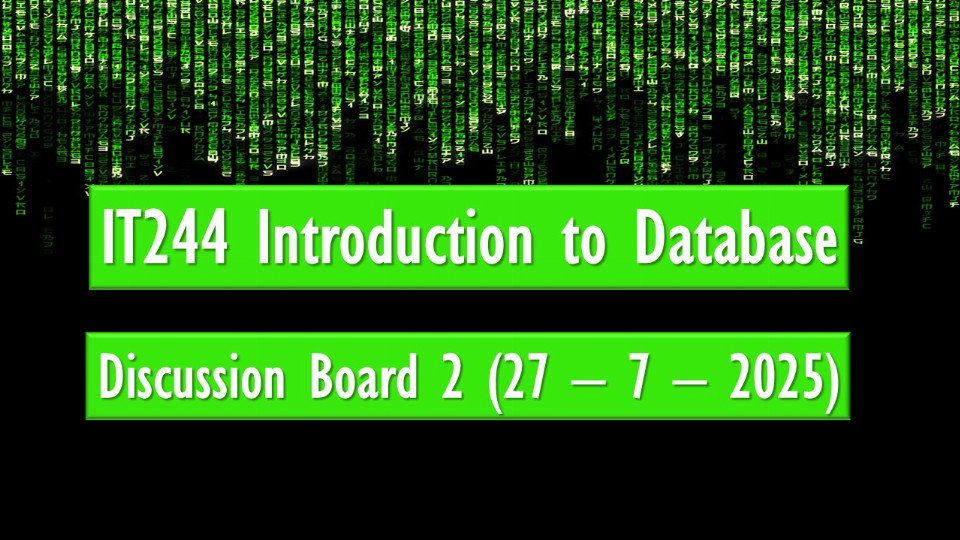 Discussion Board 2 (27 – 7 – 2025)