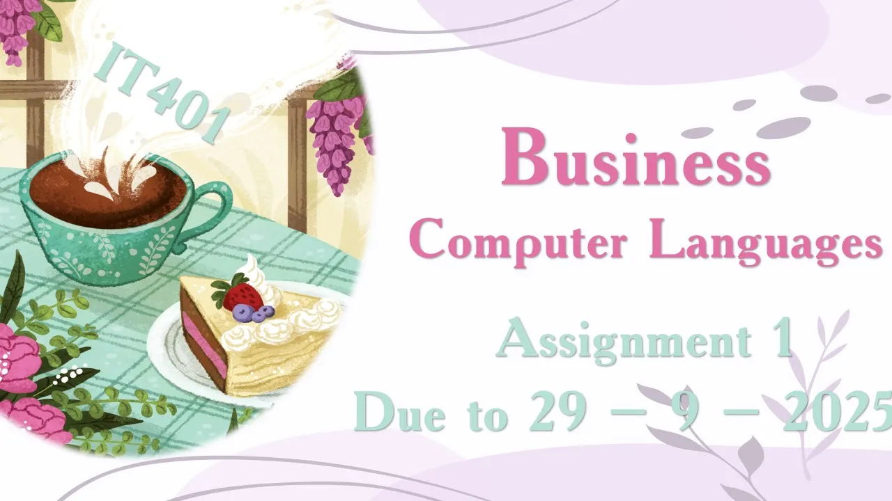 Assignment 1 Due to 29 – 9 – 2025