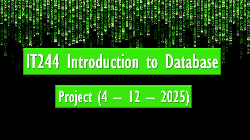 Project Due to 4 – 12 – 2025